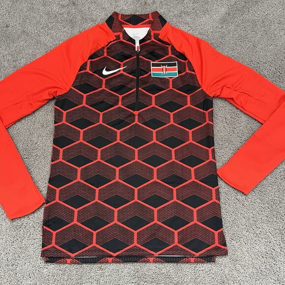 Nike Pro Elite Men Team Kenya Track & Field 1/4 Zip Top Red CI8845 Size S Tall - Picture 2 of 12